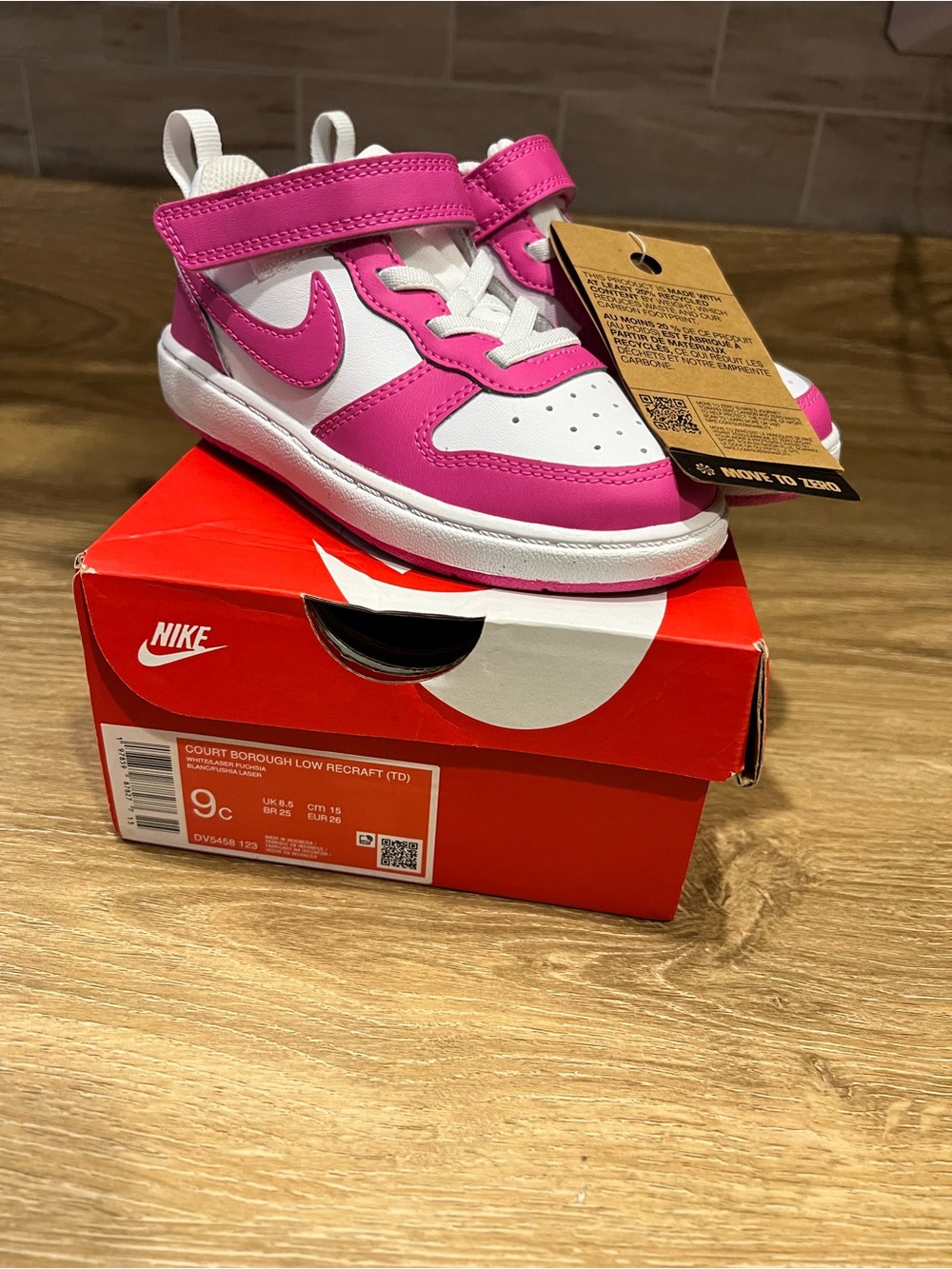 Nike Kids Pink Court Borough Low Recraft Sneakers NWT 9c